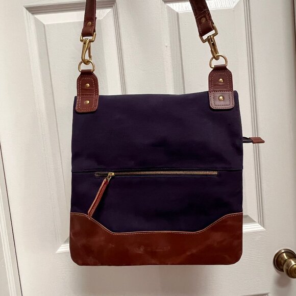 UNITED BY BLUE - Leather and Canvas - Work Tote Shoulder Bag - Navy - Picture 2 of 6